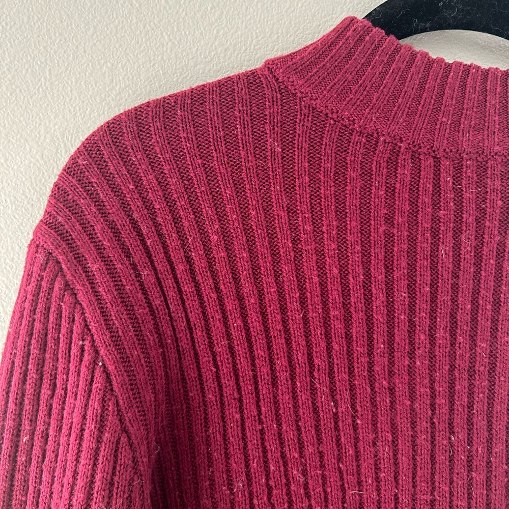 H&M Burgundy Mock Neck Ribbed Knit Sweater - Picture 3 of 6